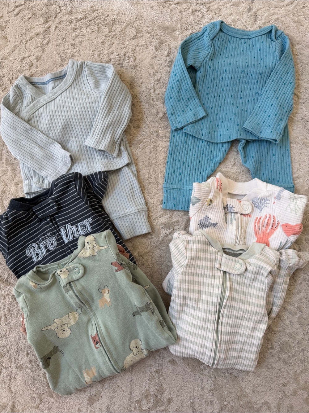 Baby Boy Newborn Carter/cloud island Bundle of 6 items